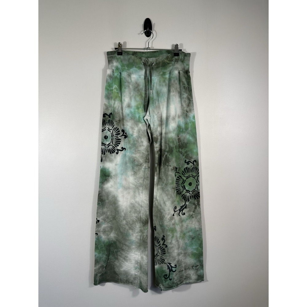 Lucky Brand Sweatpants Womens Medium Green Tie Dye Mandala Wide Legged Y2K Read